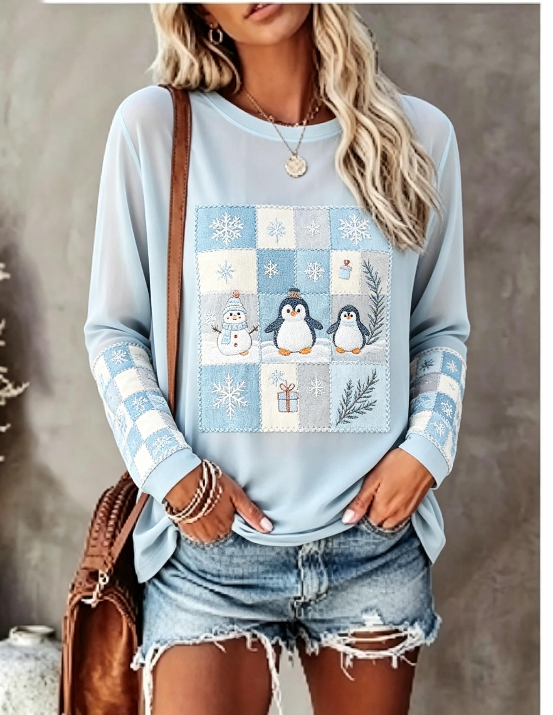 Wallpaper - Kaos Lengan Panjang Wanita dengan Motif