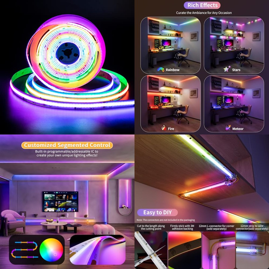 Lampu Strip LED COB RGB Smart  - Led Strip Lights ulasan dan harga