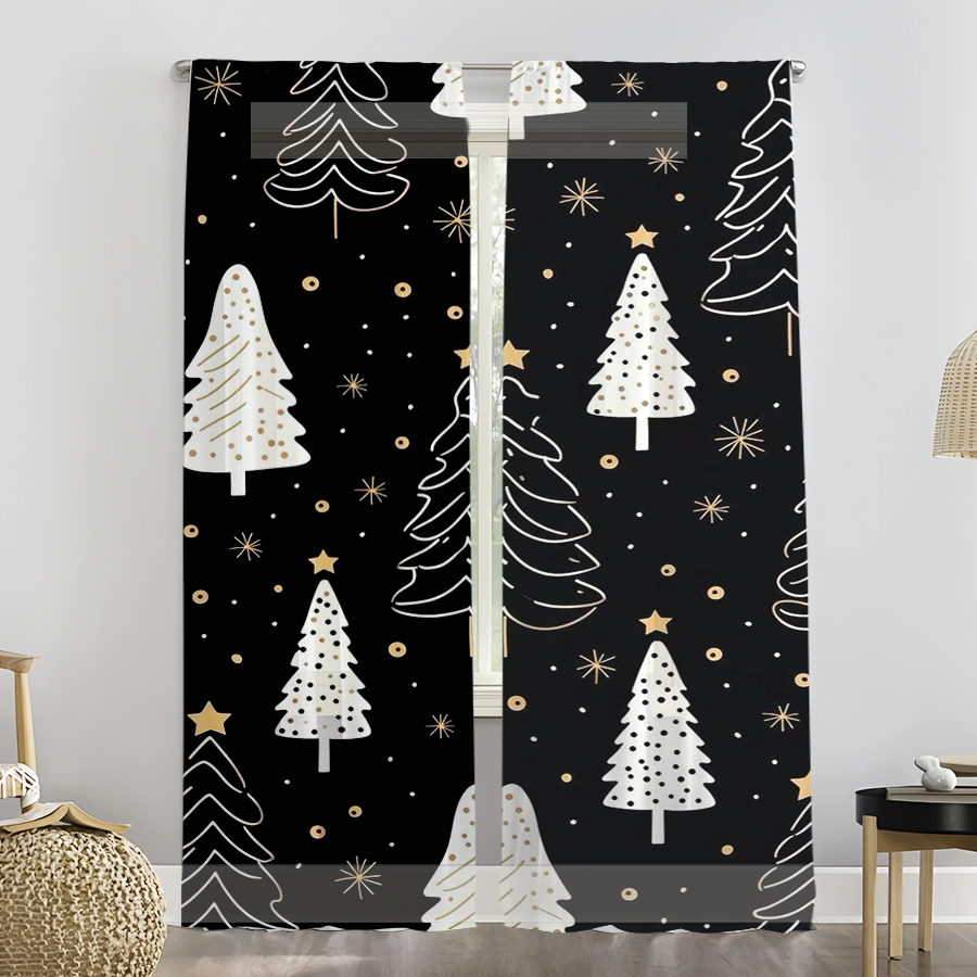 2 buah tirai Natal, motif poho - Curtain Rods ulasan dan harga
